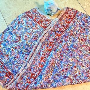 Floral Silk Scarf Long Rectangle